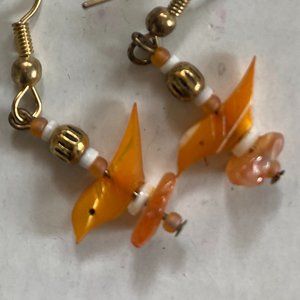 Orange & Gold bird earrings